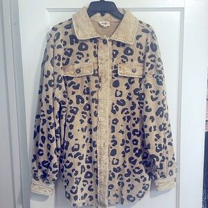 NWOT Bibi Corduroy Leopard Shacket